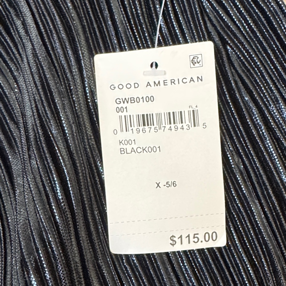Good American Black Pleated Shimmer Pants - Picture 2 of 4